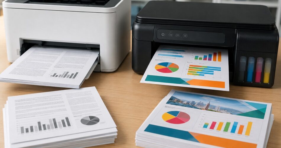 Comparativa impresora láser y ecotank en oficina
