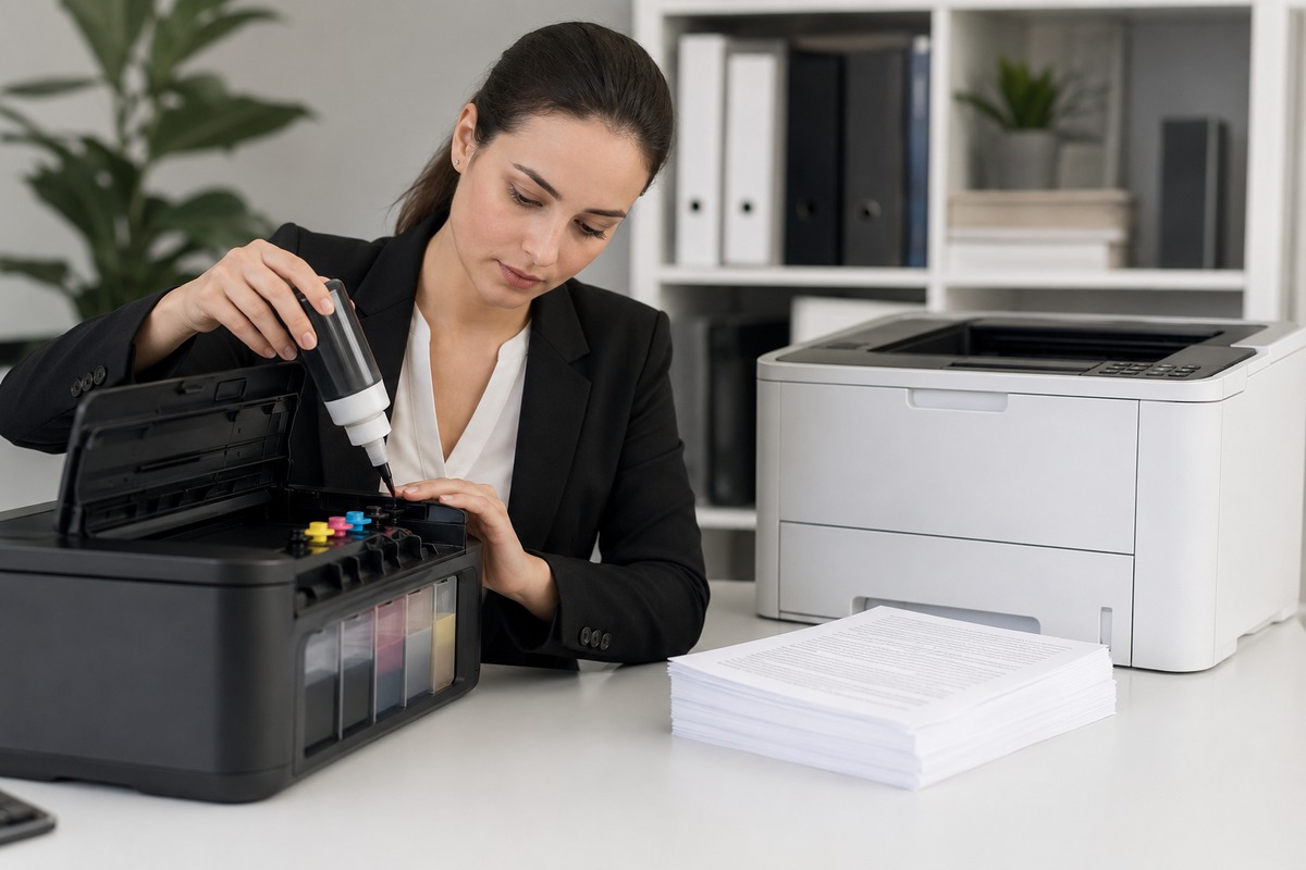 Rellenar tinta ecotank en oficina